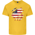 Torn Liberia Flag Liberian Day Football Kids T-Shirt Childrens Yellow