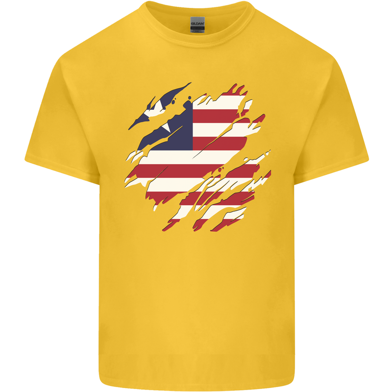 Torn Liberia Flag Liberian Day Football Kids T-Shirt Childrens Yellow