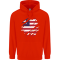 Torn Liberia Flag Liberian Day Football Mens 80% Cotton Hoodie Bright Red