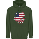 Torn Liberia Flag Liberian Day Football Mens 80% Cotton Hoodie Forest Green