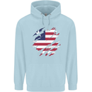 Torn Liberia Flag Liberian Day Football Mens 80% Cotton Hoodie Light Blue
