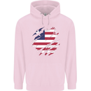 Torn Liberia Flag Liberian Day Football Mens 80% Cotton Hoodie Light Pink