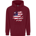 Torn Liberia Flag Liberian Day Football Mens 80% Cotton Hoodie Maroon
