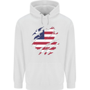 Torn Liberia Flag Liberian Day Football Mens 80% Cotton Hoodie White