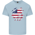 Torn Liberia Flag Liberian Day Football Mens Cotton T-Shirt Tee Top Light Blue