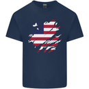 Torn Liberia Flag Liberian Day Football Mens Cotton T-Shirt Tee Top Navy Blue