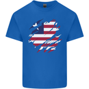 Torn Liberia Flag Liberian Day Football Mens Cotton T-Shirt Tee Top Royal Blue