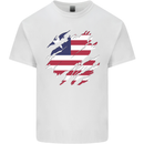 Torn Liberia Flag Liberian Day Football Mens Cotton T-Shirt Tee Top White
