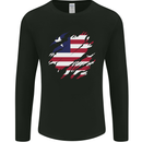 Torn Liberia Flag Liberian Day Football Mens Long Sleeve T-Shirt Black