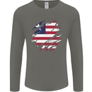 Torn Liberia Flag Liberian Day Football Mens Long Sleeve T-Shirt Charcoal
