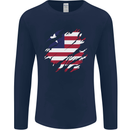 Torn Liberia Flag Liberian Day Football Mens Long Sleeve T-Shirt Navy Blue