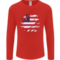 Torn Liberia Flag Liberian Day Football Mens Long Sleeve T-Shirt Red
