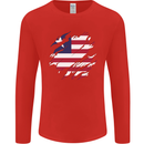 Torn Liberia Flag Liberian Day Football Mens Long Sleeve T-Shirt Red