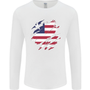 Torn Liberia Flag Liberian Day Football Mens Long Sleeve T-Shirt White
