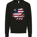Torn Liberia Flag Liberian Day Football Mens Sweatshirt Jumper Black