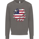 Torn Liberia Flag Liberian Day Football Mens Sweatshirt Jumper Charcoal