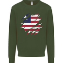 Torn Liberia Flag Liberian Day Football Mens Sweatshirt Jumper Forest Green