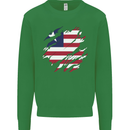 Torn Liberia Flag Liberian Day Football Mens Sweatshirt Jumper Irish Green