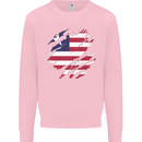 Torn Liberia Flag Liberian Day Football Mens Sweatshirt Jumper Light Pink