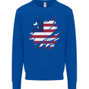 Torn Liberia Flag Liberian Day Football Mens Sweatshirt Jumper Royal Blue