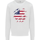 Torn Liberia Flag Liberian Day Football Mens Sweatshirt Jumper White