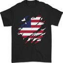 Torn Liberia Flag Liberian Day Football Mens T-Shirt 100% Cotton Black