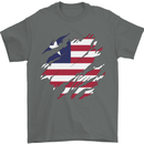 Torn Liberia Flag Liberian Day Football Mens T-Shirt 100% Cotton Charcoal
