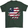 Torn Liberia Flag Liberian Day Football Mens T-Shirt 100% Cotton Forest Green