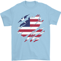 Torn Liberia Flag Liberian Day Football Mens T-Shirt 100% Cotton Light Blue