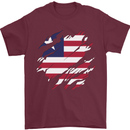 Torn Liberia Flag Liberian Day Football Mens T-Shirt 100% Cotton Maroon
