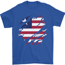 Torn Liberia Flag Liberian Day Football Mens T-Shirt 100% Cotton Royal Blue