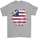 Torn Liberia Flag Liberian Day Football Mens T-Shirt 100% Cotton Sports Grey