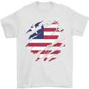 Torn Liberia Flag Liberian Day Football Mens T-Shirt 100% Cotton White