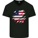 Torn Liberia Flag Liberian Day Football Mens V-Neck Cotton T-Shirt Black