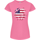 Torn Liberia Flag Liberian Day Football Womens Petite Cut T-Shirt Azalea