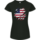 Torn Liberia Flag Liberian Day Football Womens Petite Cut T-Shirt Black