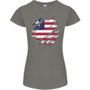 Torn Liberia Flag Liberian Day Football Womens Petite Cut T-Shirt Charcoal