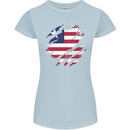 Torn Liberia Flag Liberian Day Football Womens Petite Cut T-Shirt Light Blue