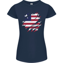Torn Liberia Flag Liberian Day Football Womens Petite Cut T-Shirt Navy Blue