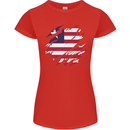 Torn Liberia Flag Liberian Day Football Womens Petite Cut T-Shirt Red