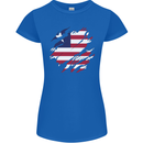 Torn Liberia Flag Liberian Day Football Womens Petite Cut T-Shirt Royal Blue