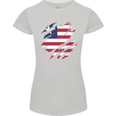 Torn Liberia Flag Liberian Day Football Womens Petite Cut T-Shirt Sports Grey