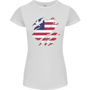 Torn Liberia Flag Liberian Day Football Womens Petite Cut T-Shirt White