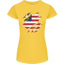 Torn Liberia Flag Liberian Day Football Womens Petite Cut T-Shirt Yellow
