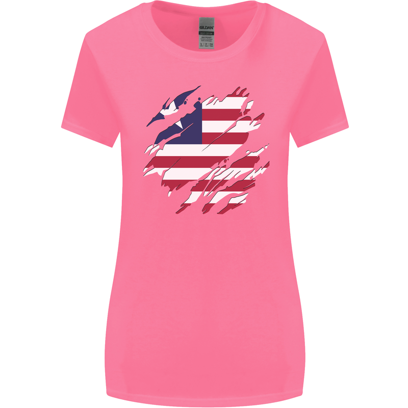 Torn Liberia Flag Liberian Day Football Womens Wider Cut T-Shirt Azalea