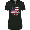 Torn Liberia Flag Liberian Day Football Womens Wider Cut T-Shirt Black