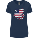 Torn Liberia Flag Liberian Day Football Womens Wider Cut T-Shirt Navy Blue