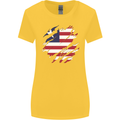 Torn Liberia Flag Liberian Day Football Womens Wider Cut T-Shirt Yellow