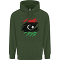 Torn Libya Flag Libyan Day Football Childrens Kids Hoodie Forest Green