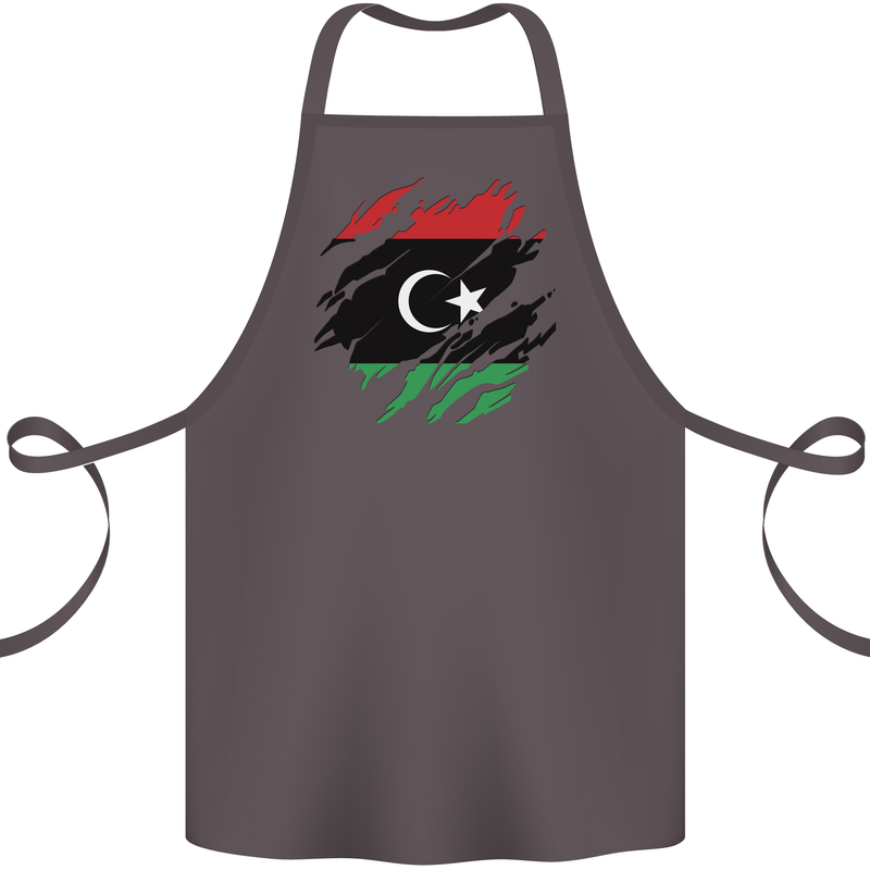 Torn Libya Flag Libyan Day Football Cotton Apron 100% Organic Dark Grey